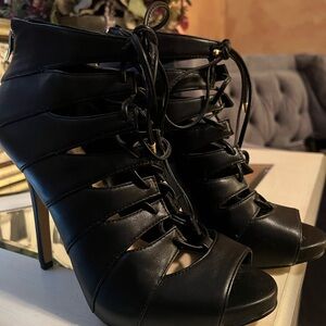 BCBGeneration Elegant Black Lace-Up Heels
